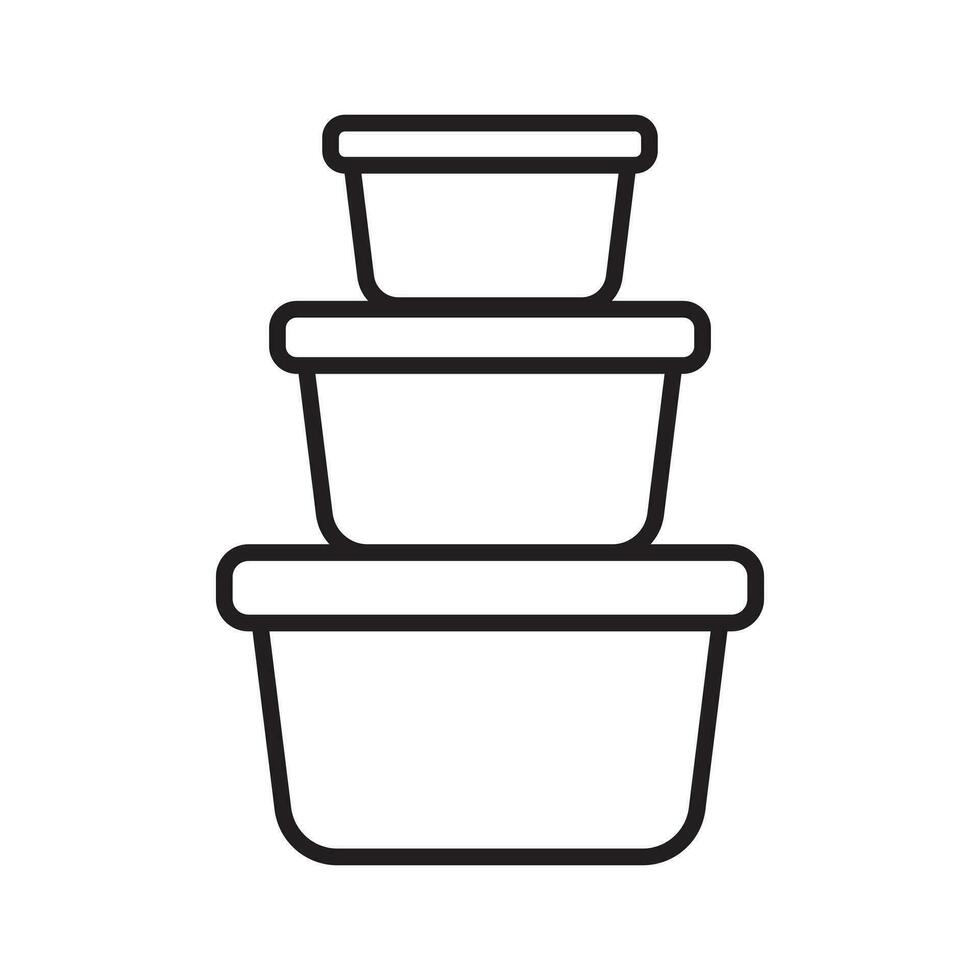 Food container icon. Lunchbox icon. Organising food storage containers. Vector icon isolated on white background.