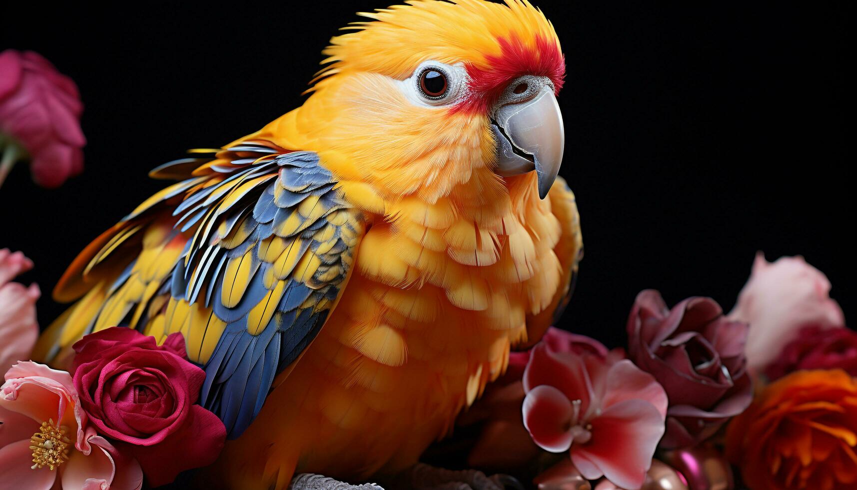 vibrante de colores guacamayo encaramado en rama en tropical selva generado por ai foto