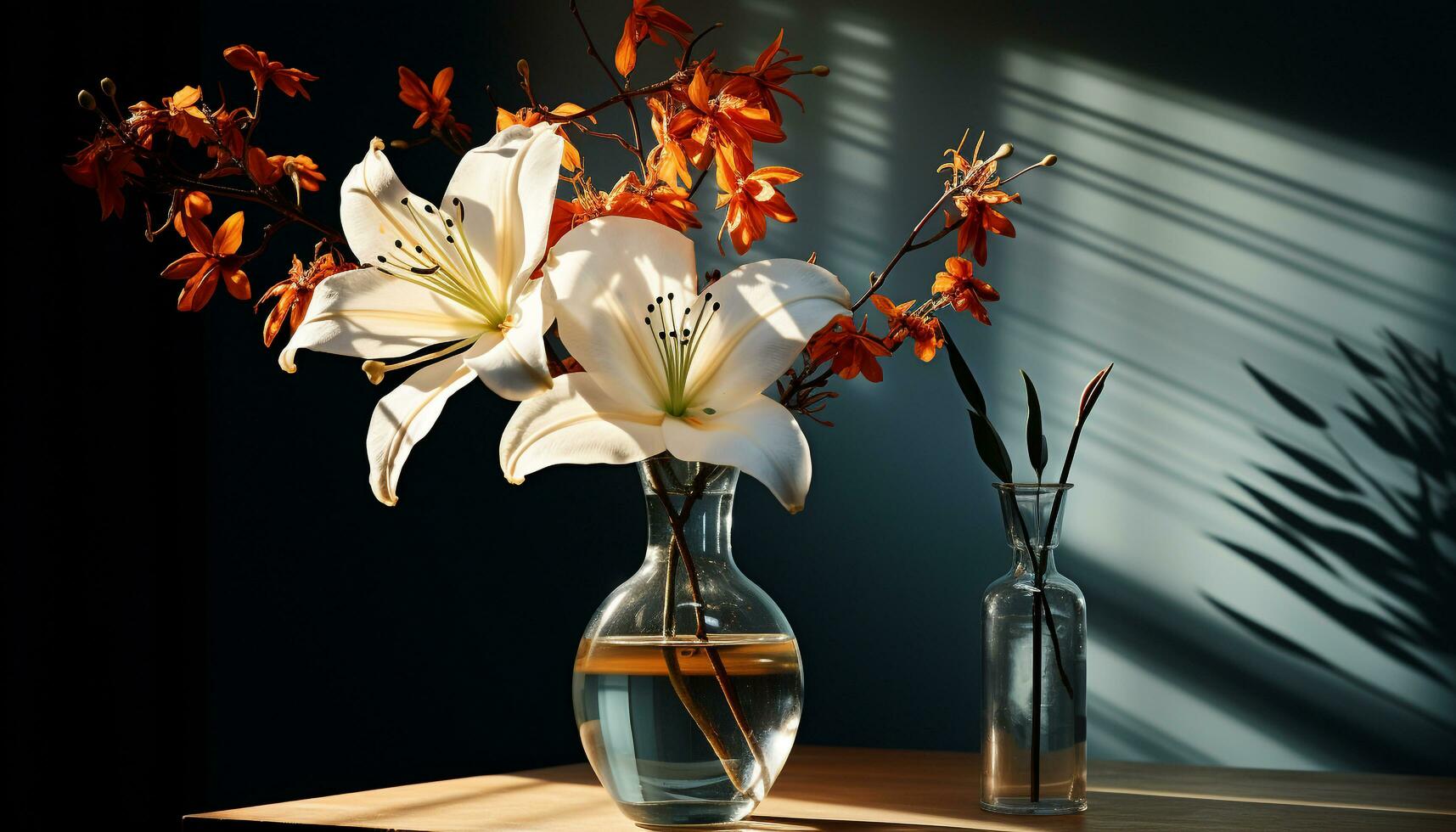 Freshness and beauty in nature a yellow flower in a glass vase generated by AI photo