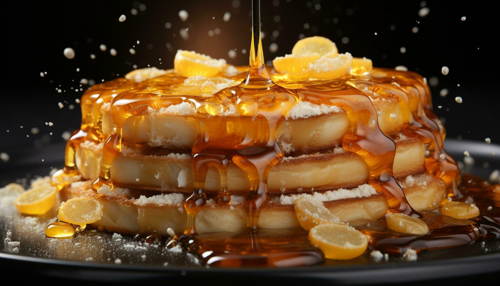 Freshness and sweetness on a gourmet plate of fruit generated by AI photo
