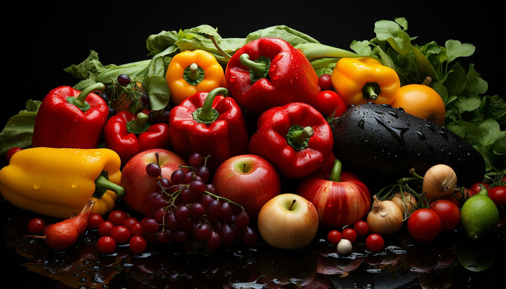 frescura de naturaleza sano comiendo con orgánico vegetales generado por ai foto