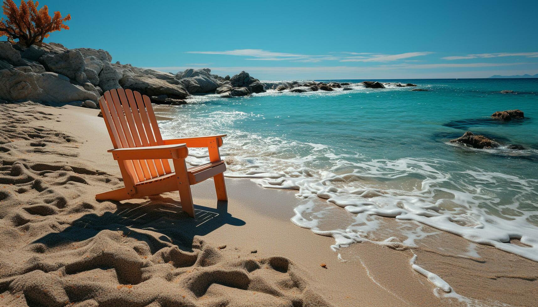 relajación en el línea costera, azul agua, verano vacaciones generado por ai foto