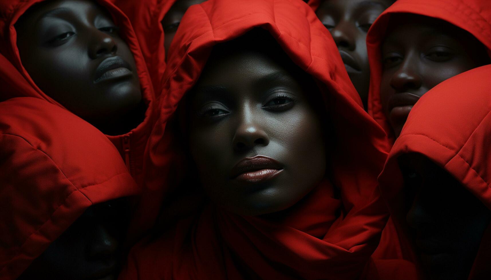 joven africano mujer mirando a cámara, belleza en diversidad generado por ai foto