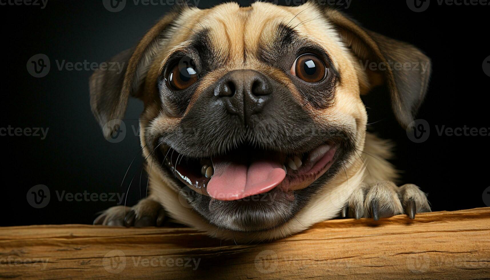Cute puppy sitting, looking at camera, playful and fun generated by AI photo