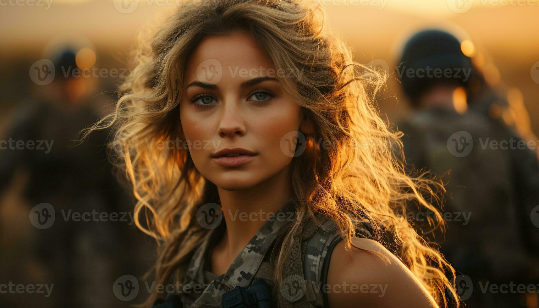 Young woman smiling, looking at camera, beauty in nature generated by AI photo