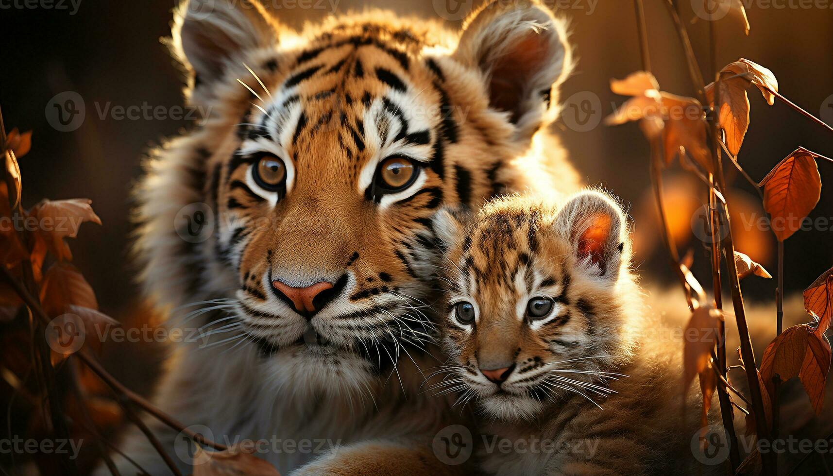 Tigre cachorro jugando, curioso, ocultación en césped, naturaleza belleza generado por ai foto