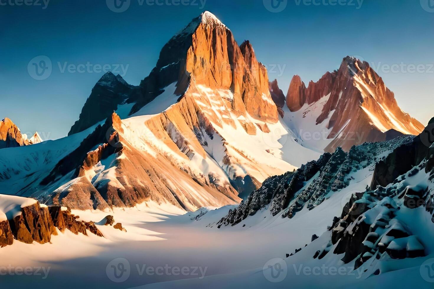 A breathless syndicate of a snowcapped batch request bathed in the affectionate crust of the rising sunlight. Creative resource, photo