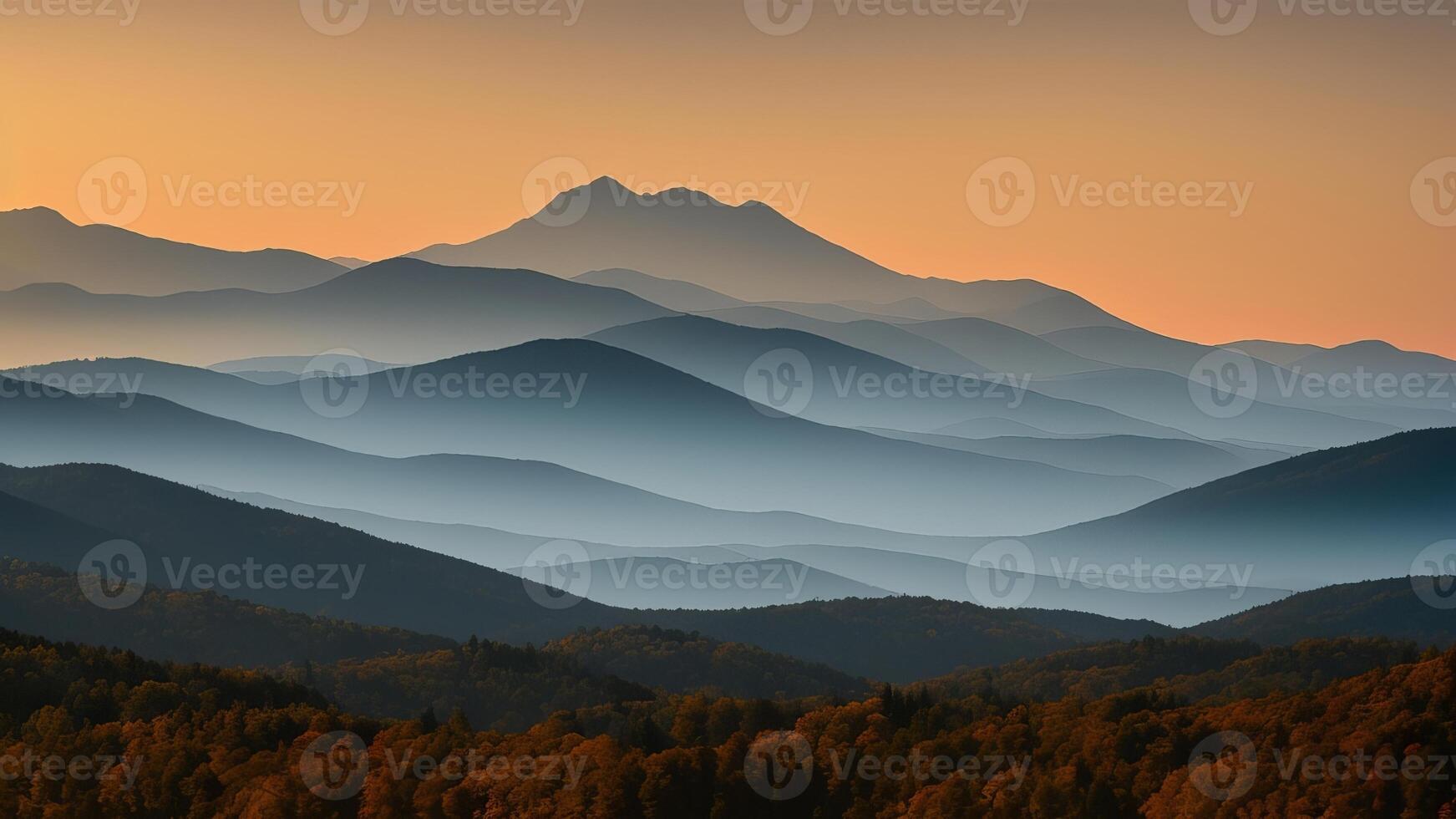 Marvelous Mountain Run. Organize a marvelous vista of towering mountains opening into the cleanse. photo