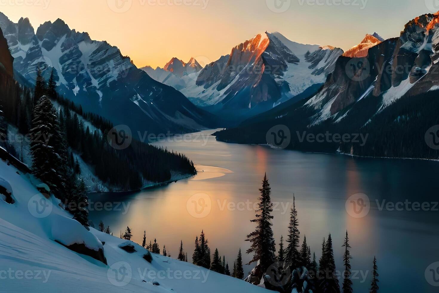 A breathless syndicate of a snowcapped batch request bathed in the affectionate crust of the rising sunlight. Creative resource, photo