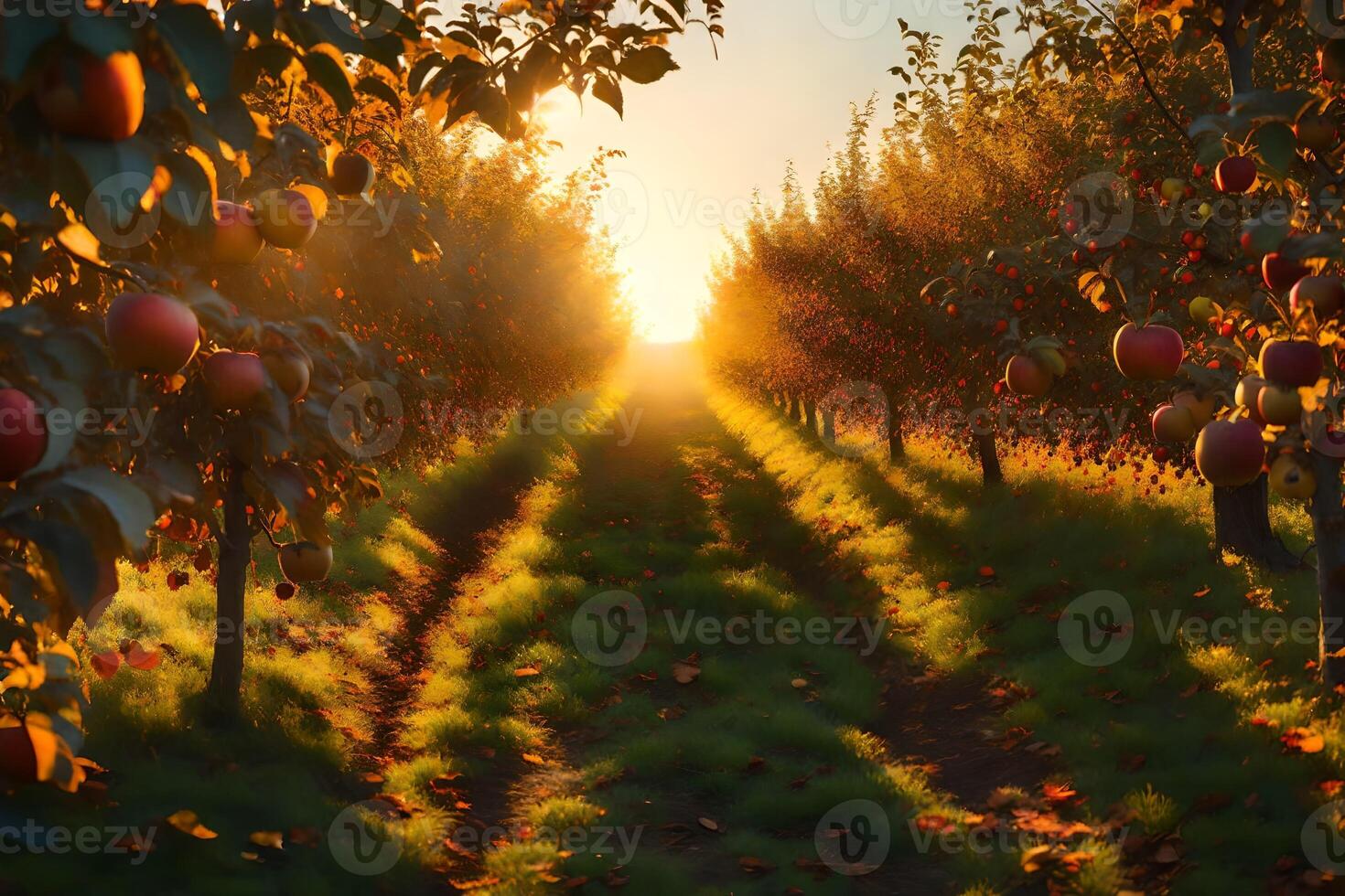 an apple manor at nightfall, with brilliant light filtering through colorful takes off. Creative resource, photo