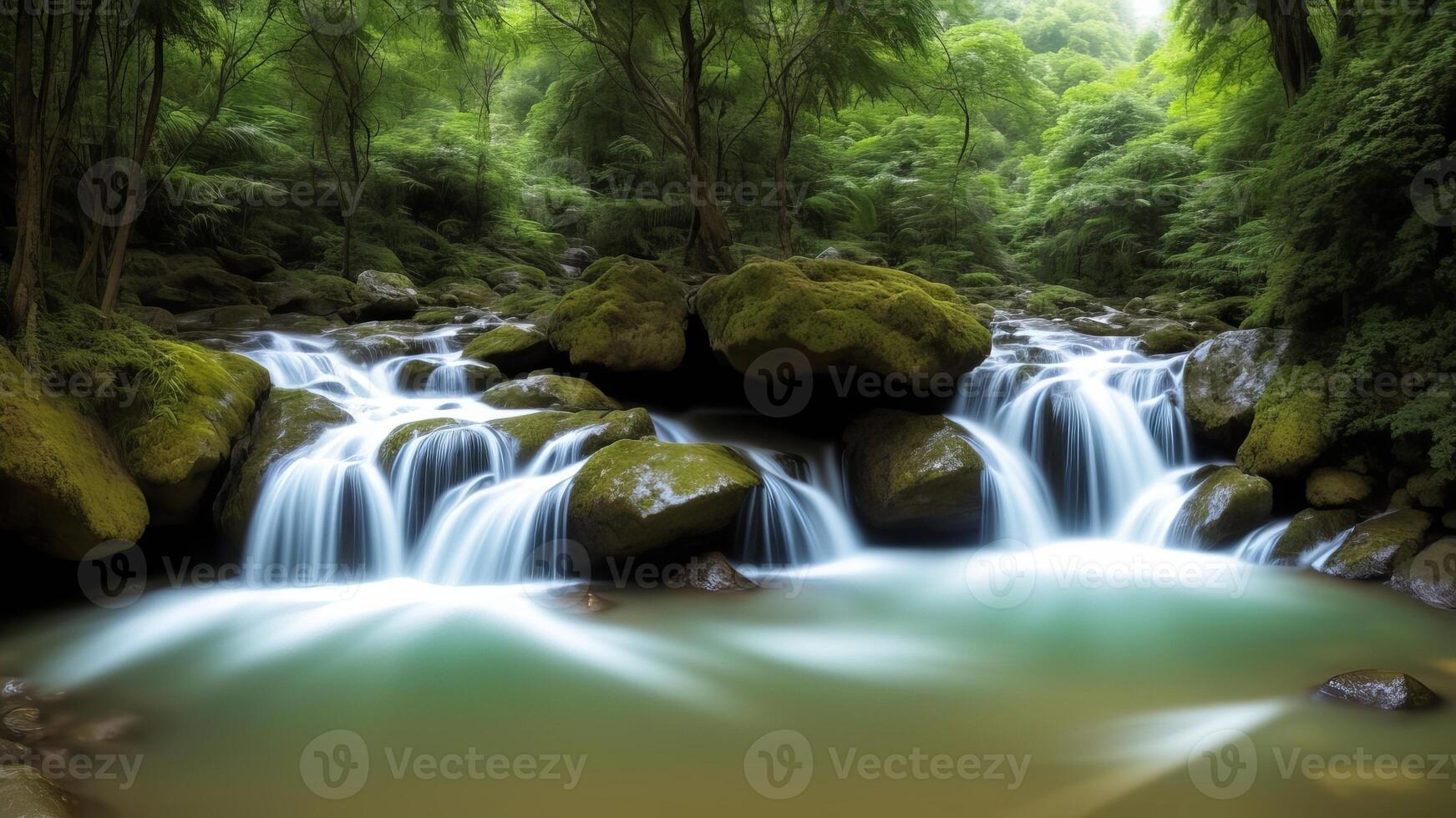 Charming Waterfall Take off make. Paint a scene of a secured waterfall in a unmistakable wild. photo