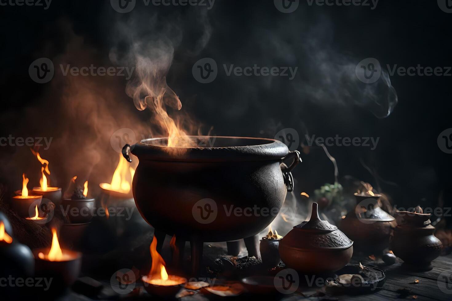 Charmed cauldron, magical large scale with charming studio lighting. Creative resource, photo