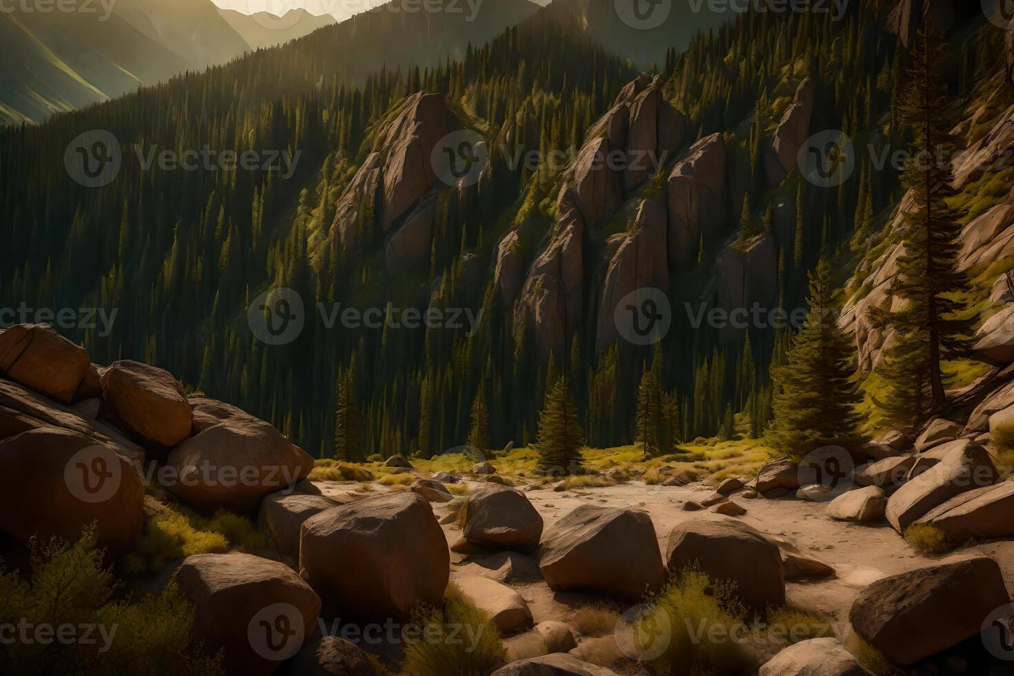 The picture is of a mountain that has different shades of brown and green.. Creative resource, photo