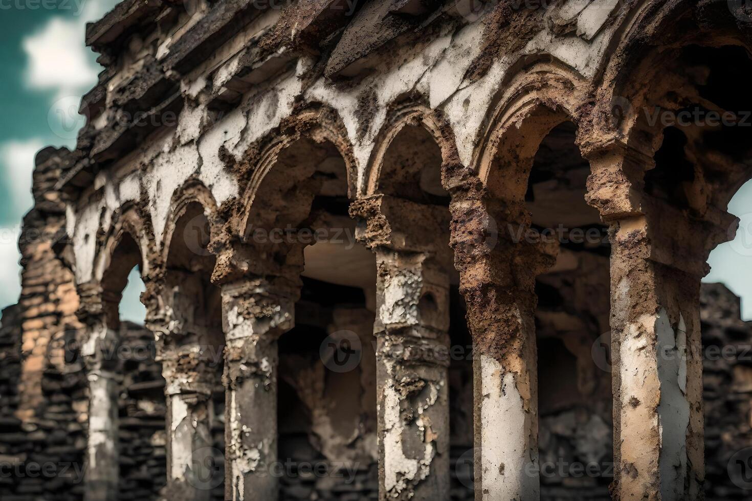 This is a picture of a very old building falling apart. It shows how important it is to protect and keep safe important cultural places and history.. Creative resource, photo