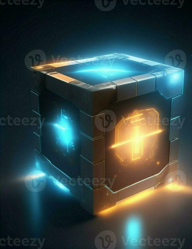 box with light, cyber security illustration photo