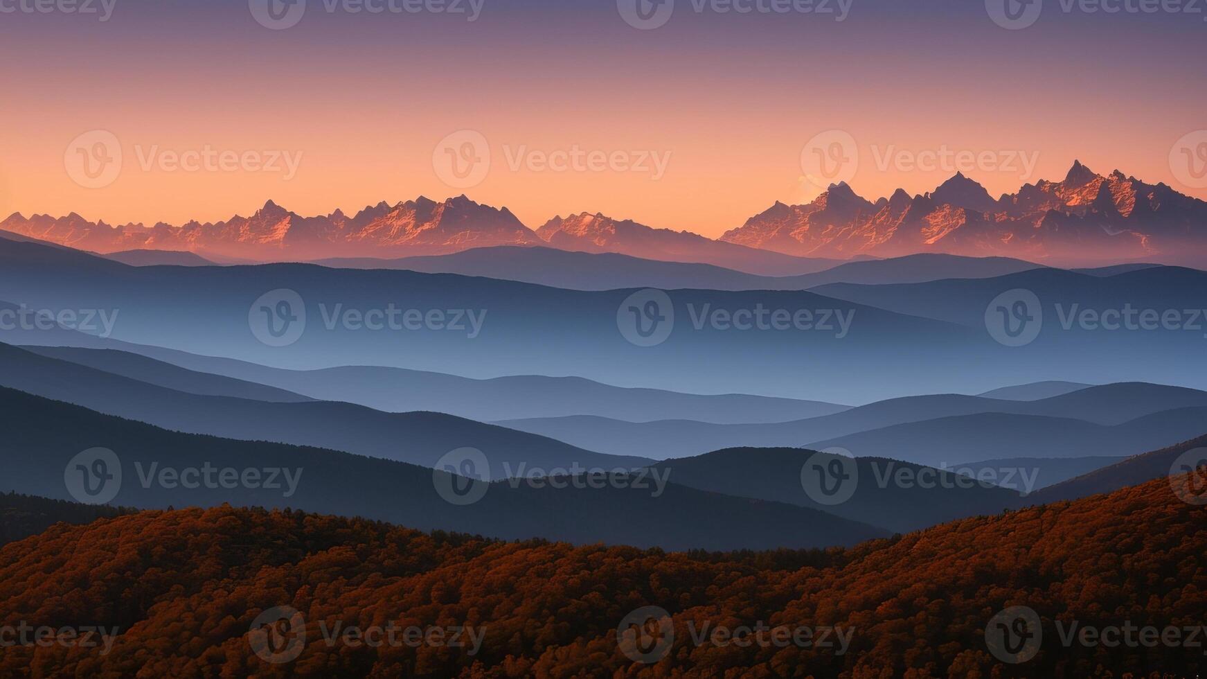 Marvelous Mountain Run. Organize a marvelous vista of towering mountains opening into the cleanse. photo