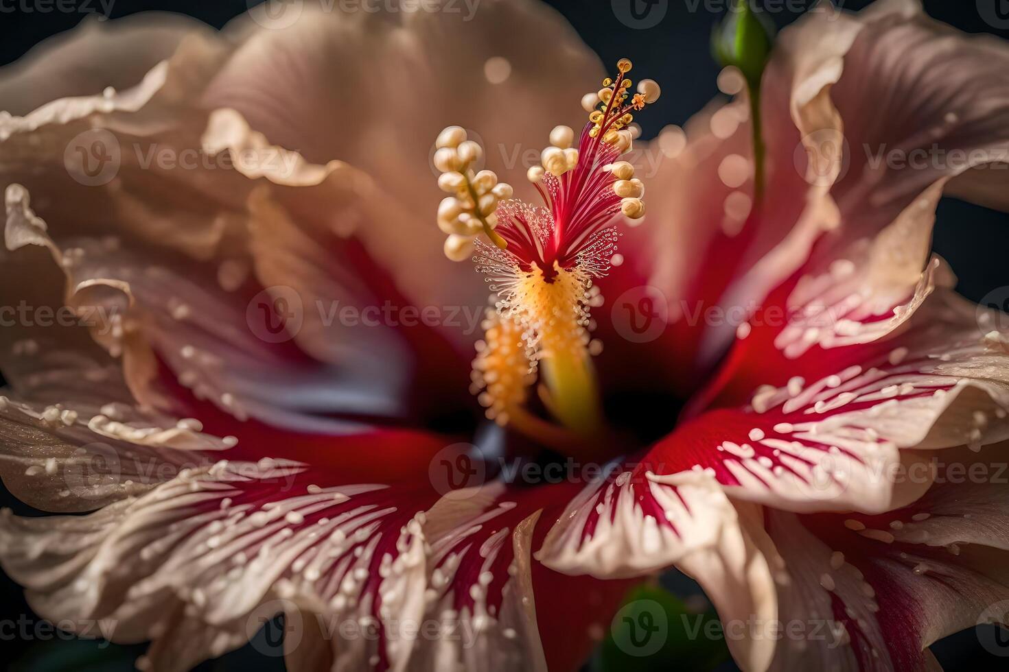 This text is basically saying that there were close-up pictures of beautiful hibiscus flowers for Mother's Day. The pictures had a lot of details.. Creative resource, photo