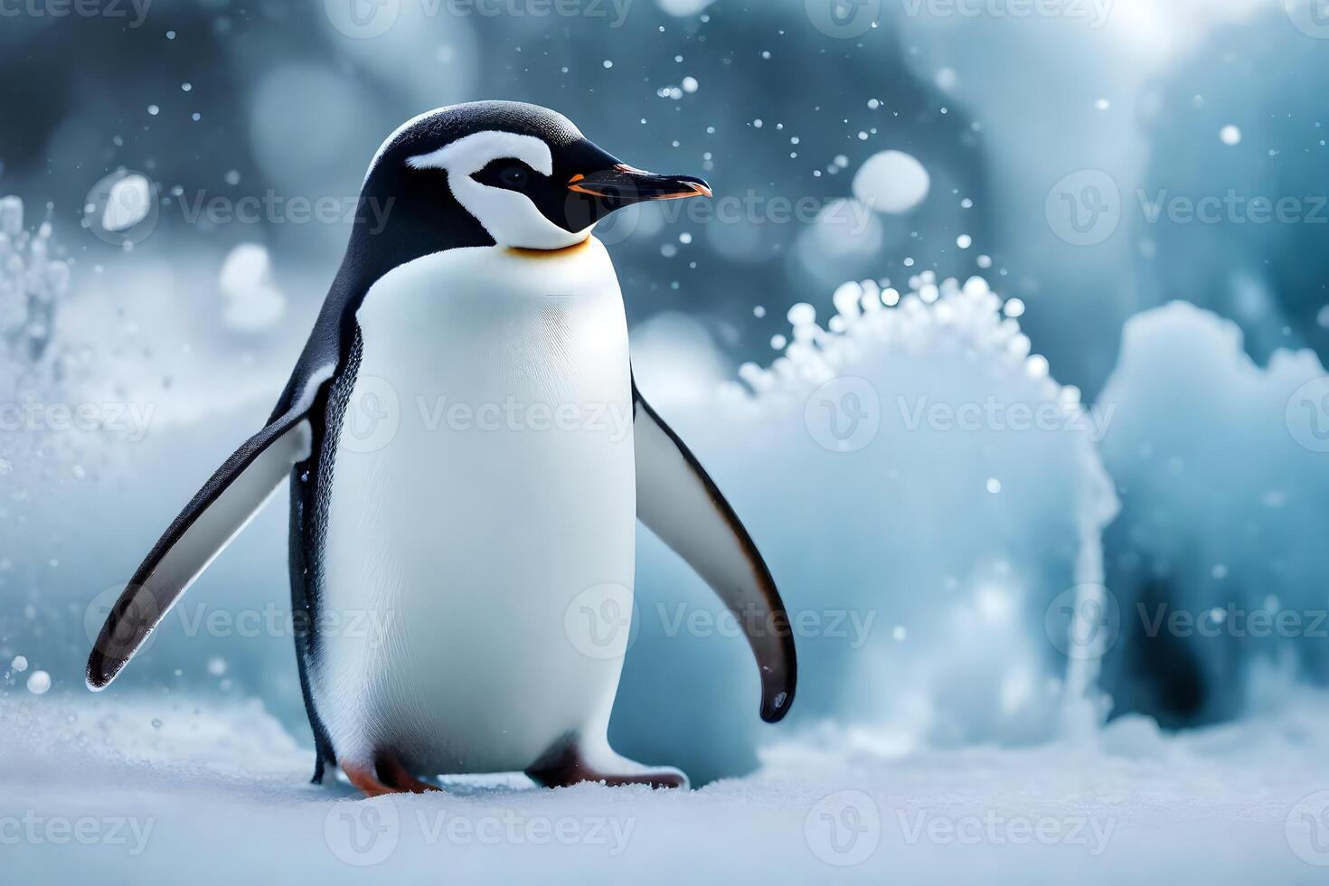 An charming penguin captured in chilly wonderland immense scale. Creative resource, photo