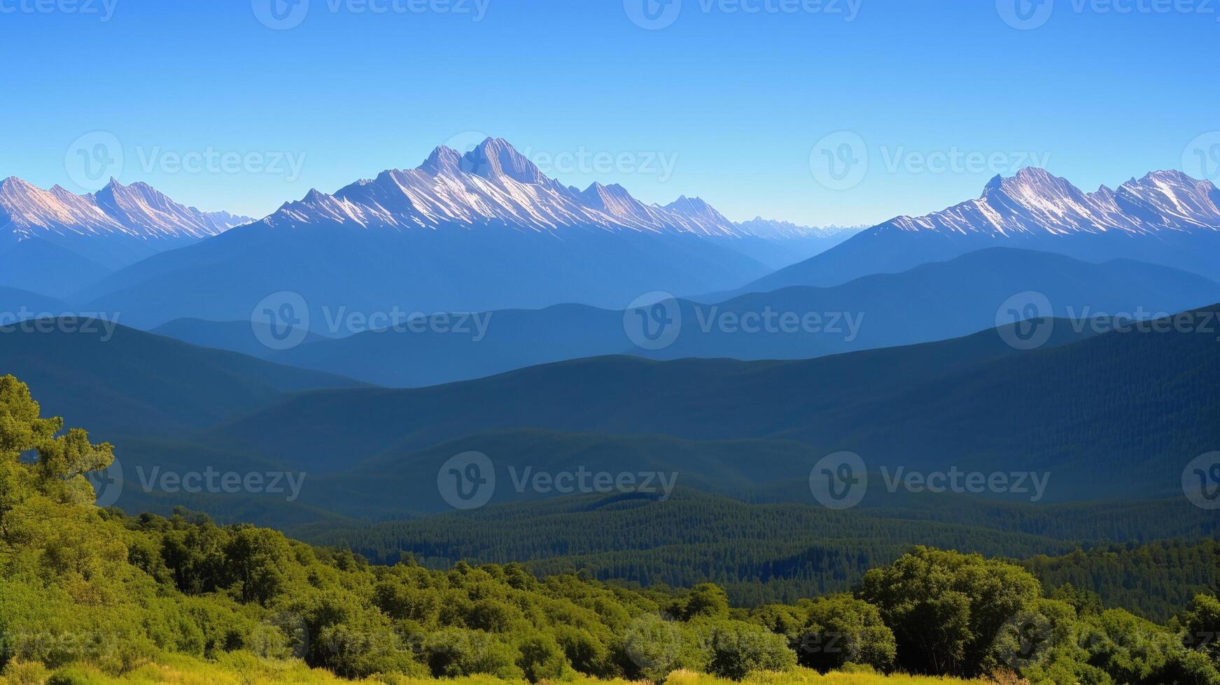 Marvelous Mountain Run. Organize a marvelous vista of towering mountains expanding into the purge. photo