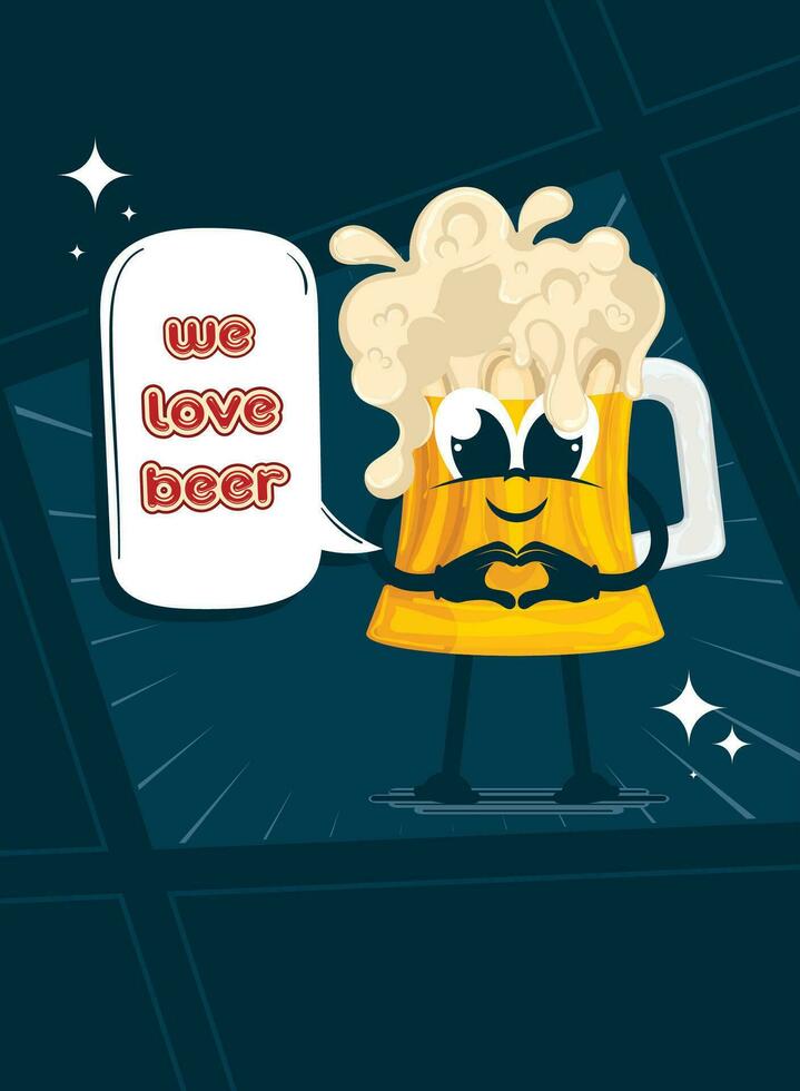 Poster of we love beer Cartoon of a Beer glass Vector