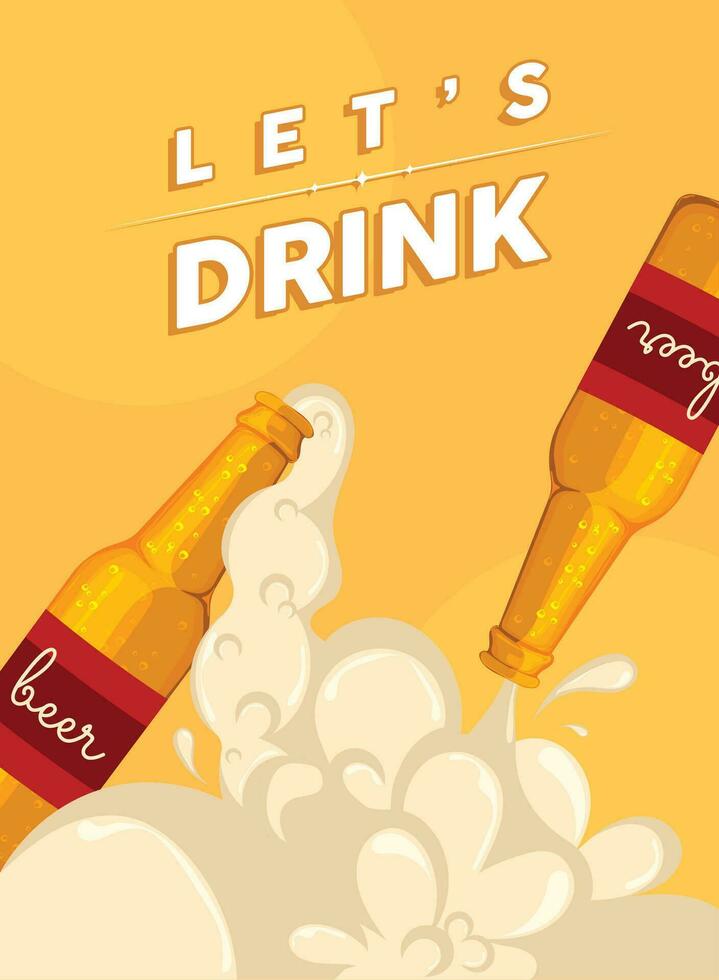 Poster of lets drink Beer bottles Vector