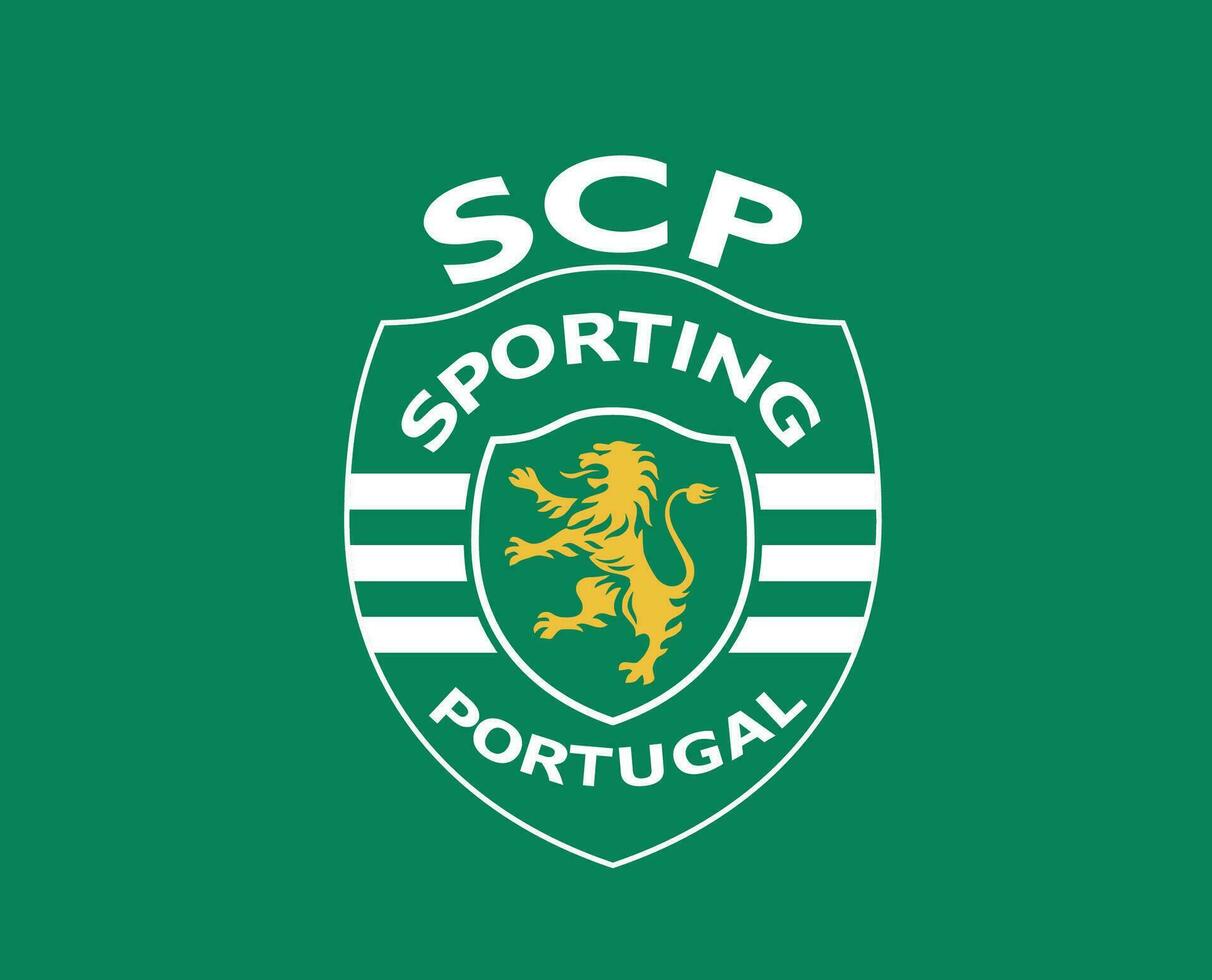Sporting CP Club Logo Symbol Portugal League Football Abstract Design Vector Illustration With Green Background