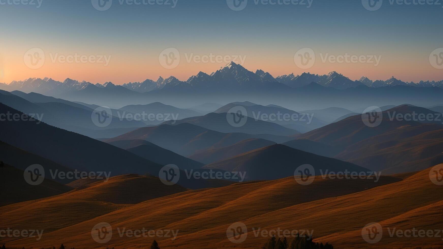 Marvelous Mountain Run. Organize a marvelous vista of towering mountains opening into the cleanse. photo