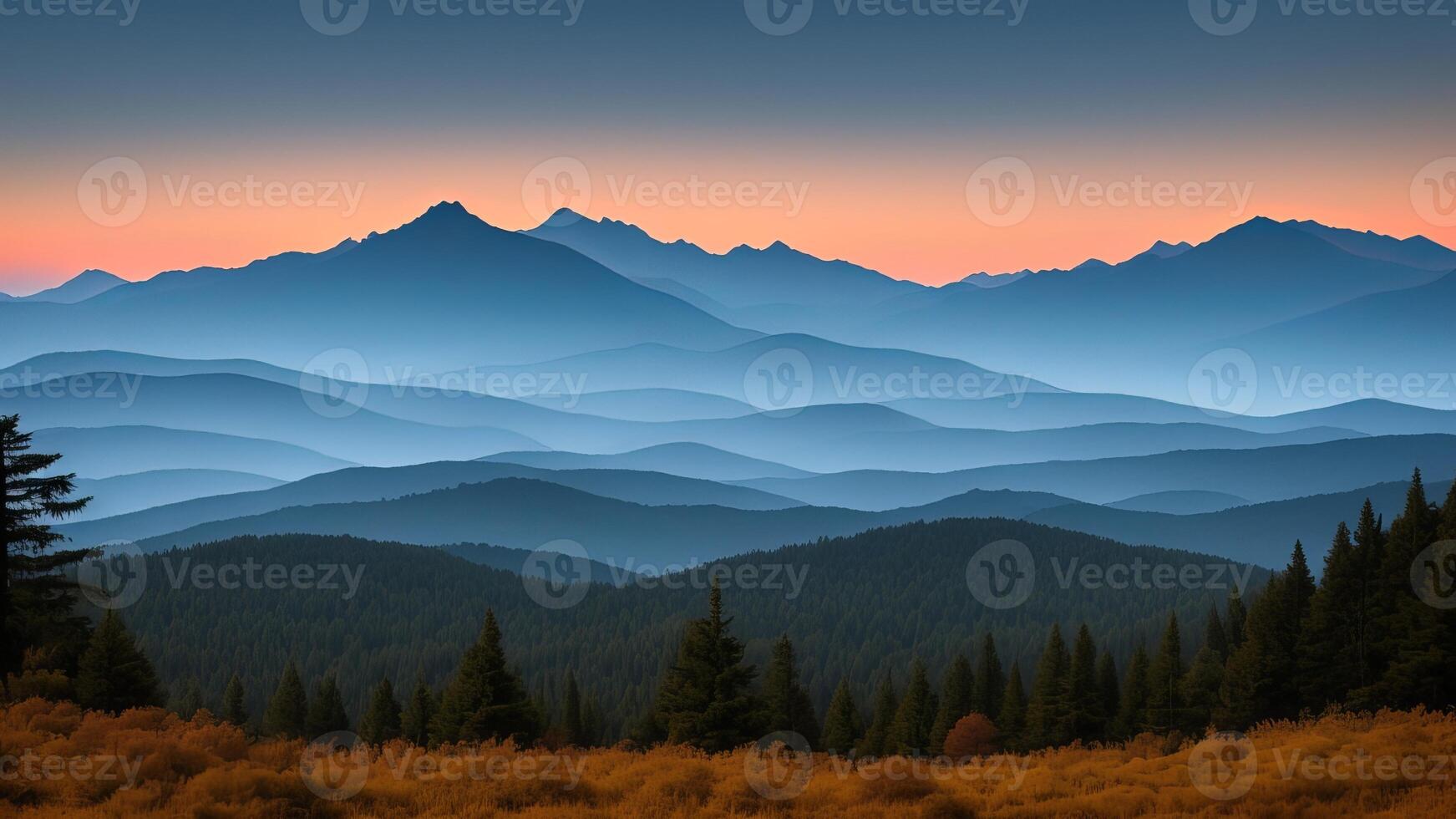 Marvelous Mountain Run. Organize a marvelous vista of towering mountains opening into the cleanse. photo