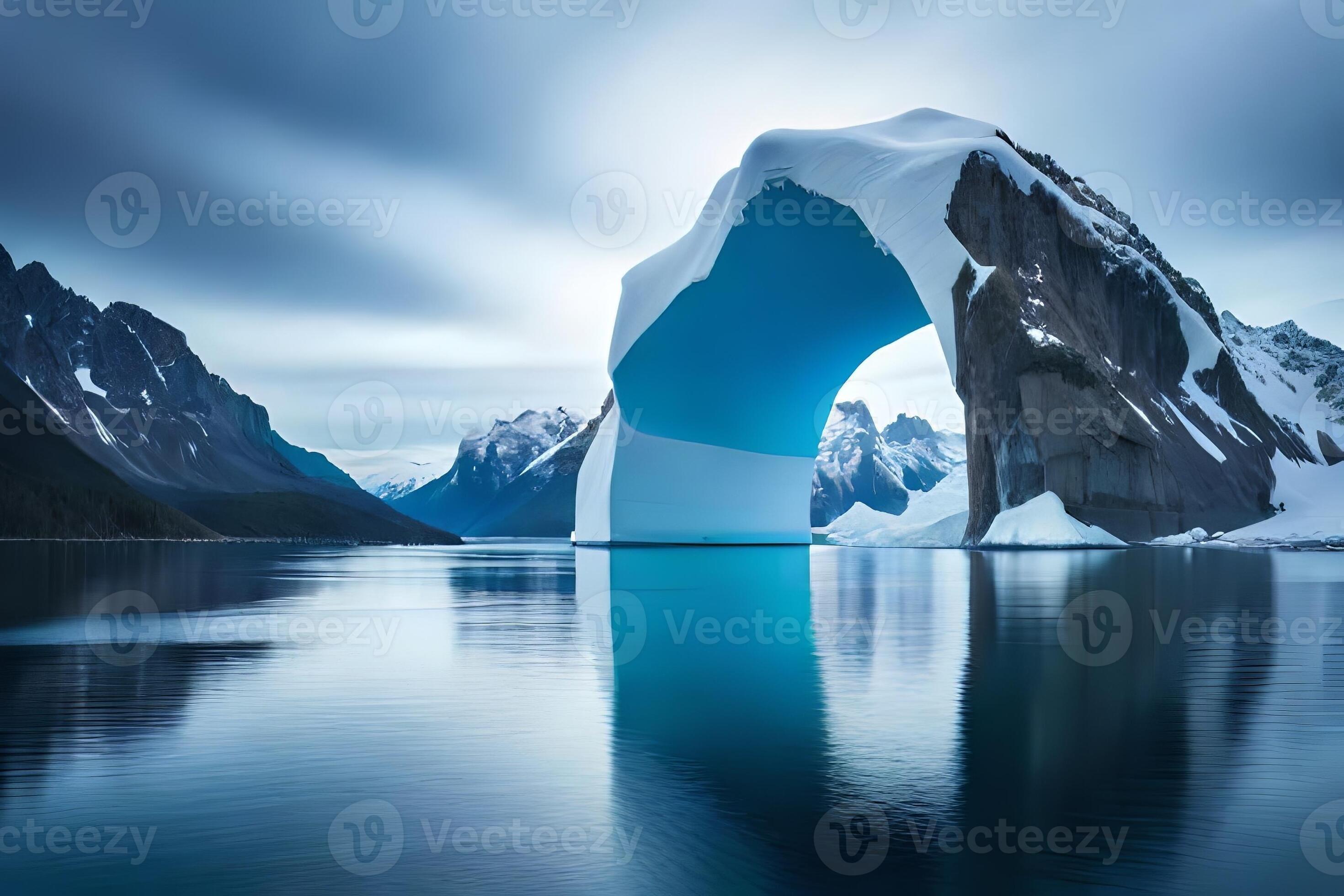 A colossal drifting ice sheet shaping a characteristic twist over the