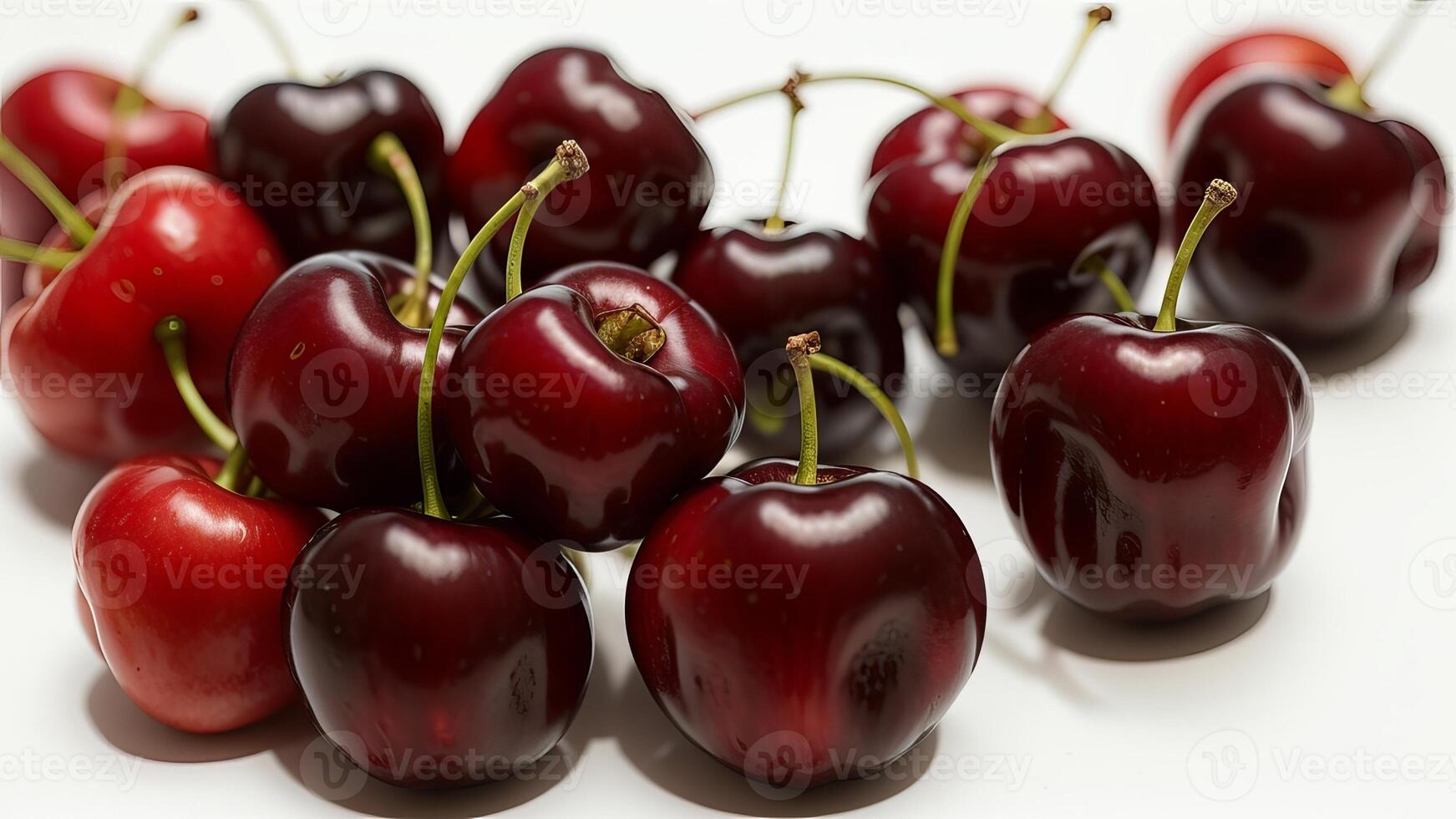 modest bunch of cherries, appealing picture of cherries. photo