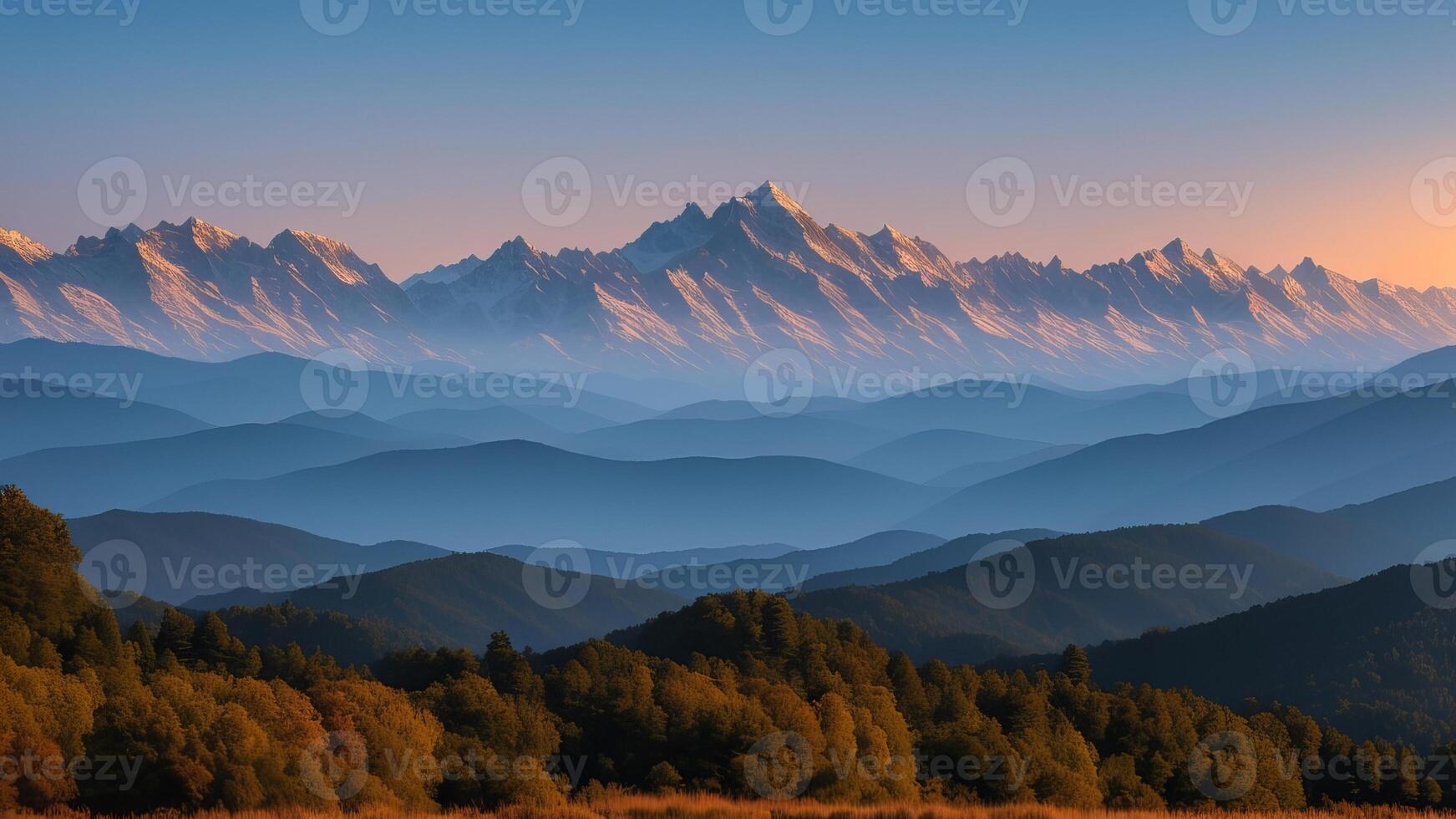 Marvelous Mountain Run. Organize a marvelous vista of towering mountains opening into the cleanse. photo