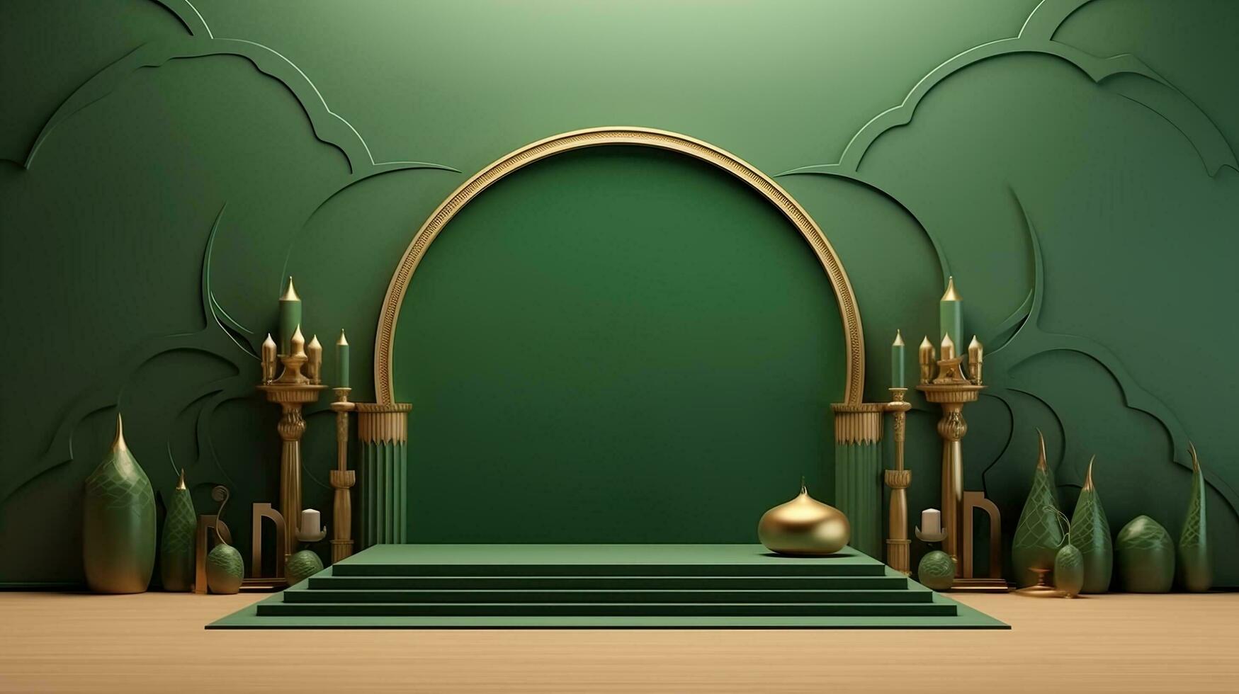 islamic realistic podium advertising set photo