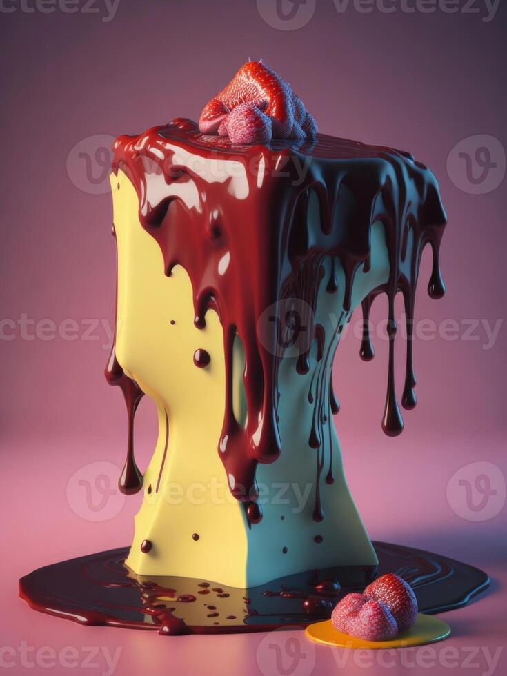3d rendering of cake melting. ai generated photo