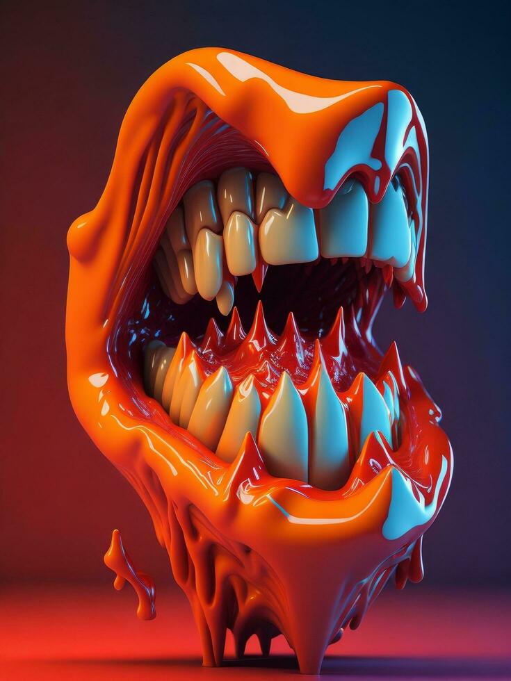 3d rendering of mouth melting. ai generated photo