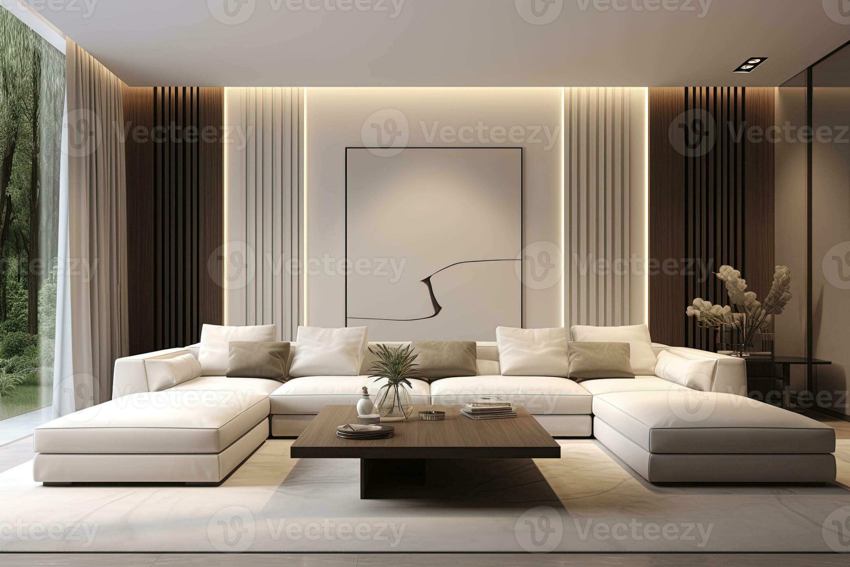 a modern living room with a white leather sofa 30490280 Stock Photo at