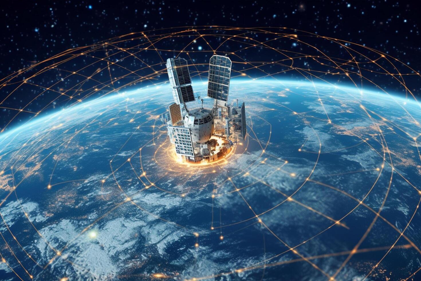 Satellite in space. Elements of this image furnished by NASA. photo