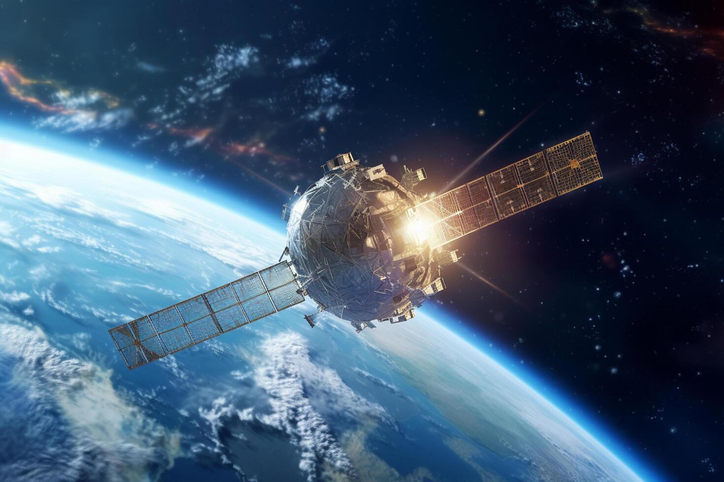 Satellite in space. Elements of this image furnished by NASA. photo