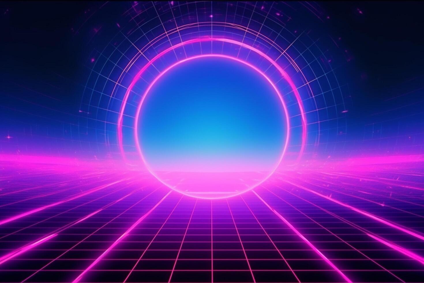 Abstract futuristic background with neon circle. 3d render. Futuristic background. photo