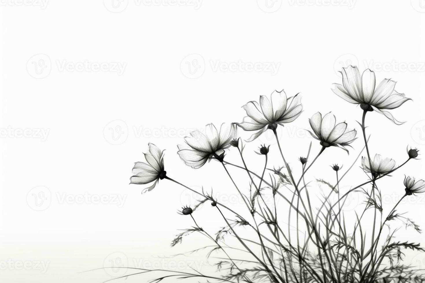 Watercolor illustration of wildflowers on white background. Hand drawn flowers Ai Generated photo