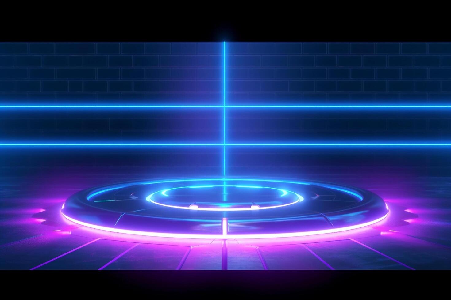 3D abstract background with neon lights. neon tunnel. space construction. 3d illustration photo