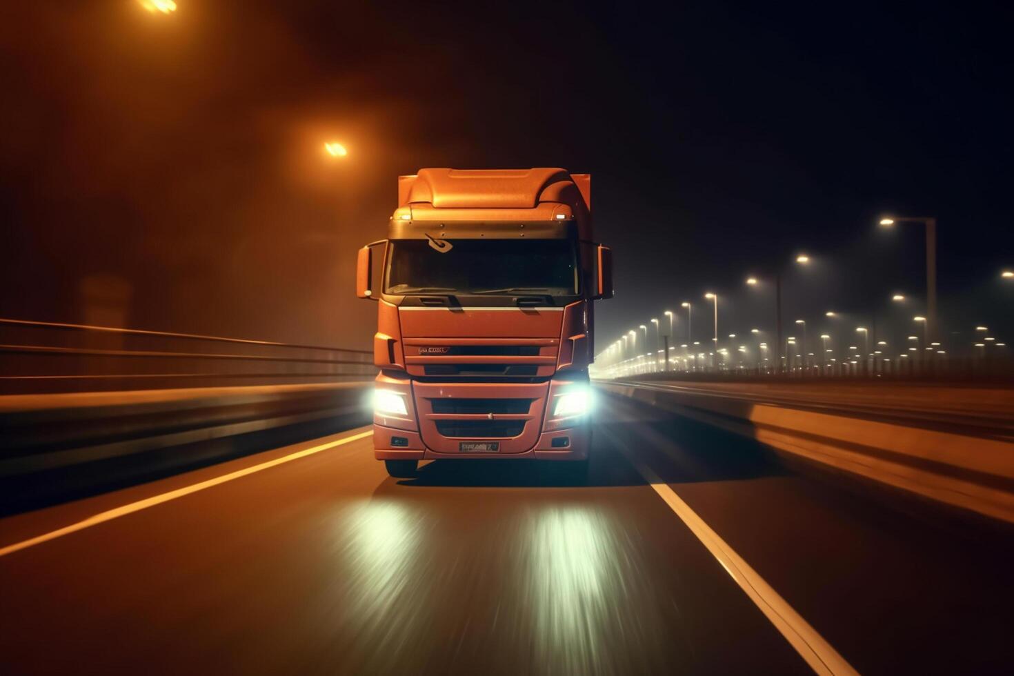 Truck on the road with motion blur background. 3d rendering photo
