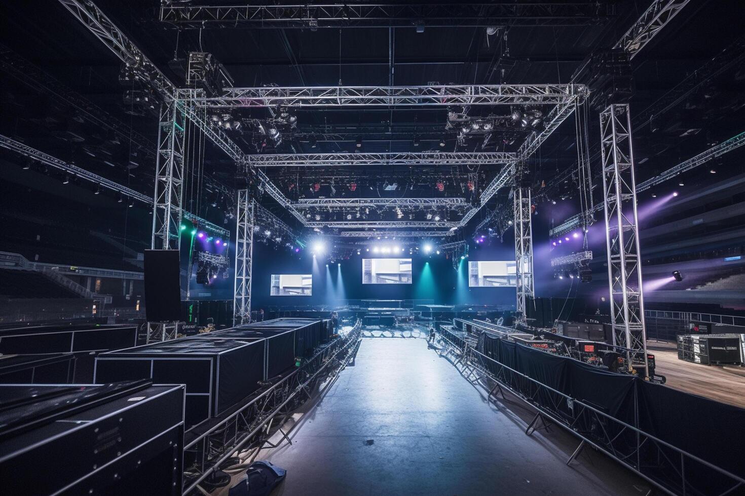 stage lighting effect in the dark, stage lights in the dark, stage lighting effect photo