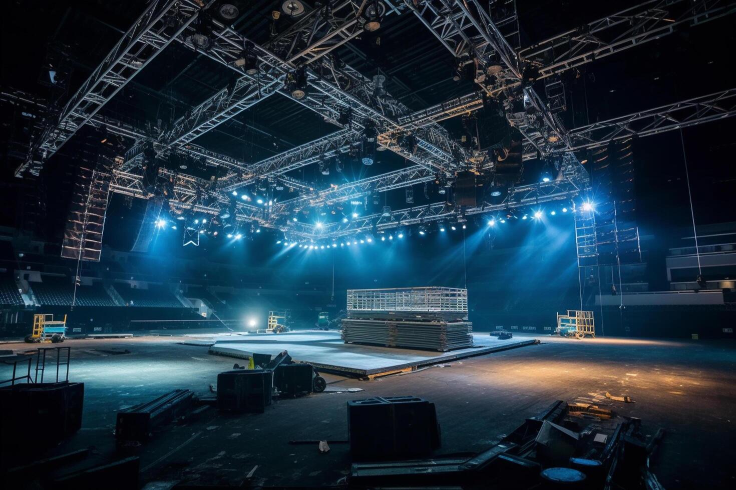stage lighting effect in the dark, stage lights in the dark, stage lighting effect photo