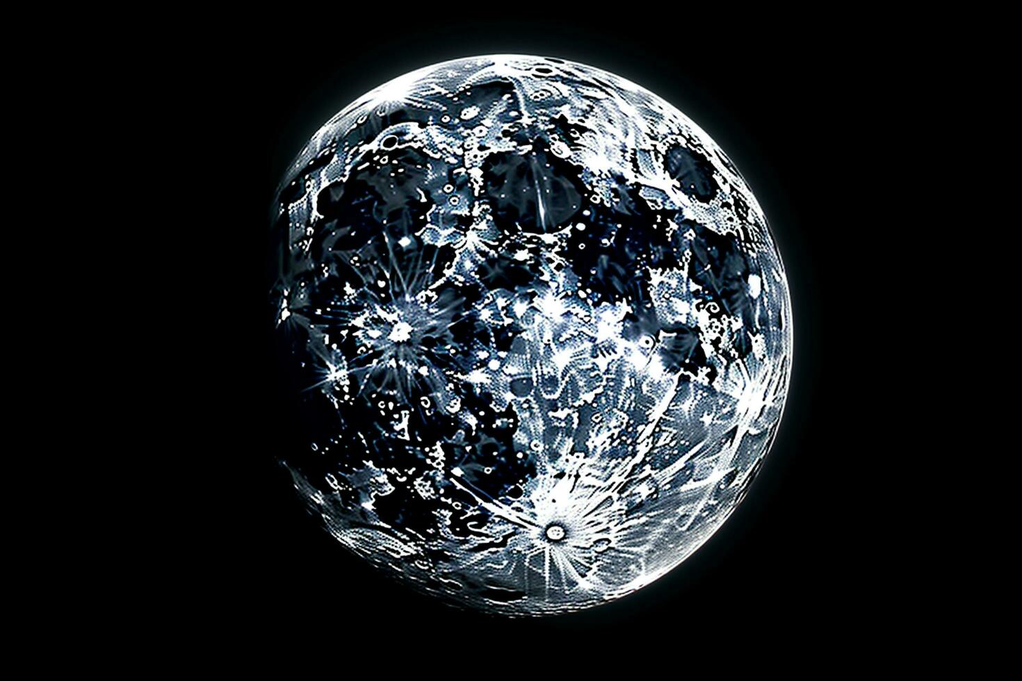 3D rendering of a fractal planet on a black background. Ai Generated photo