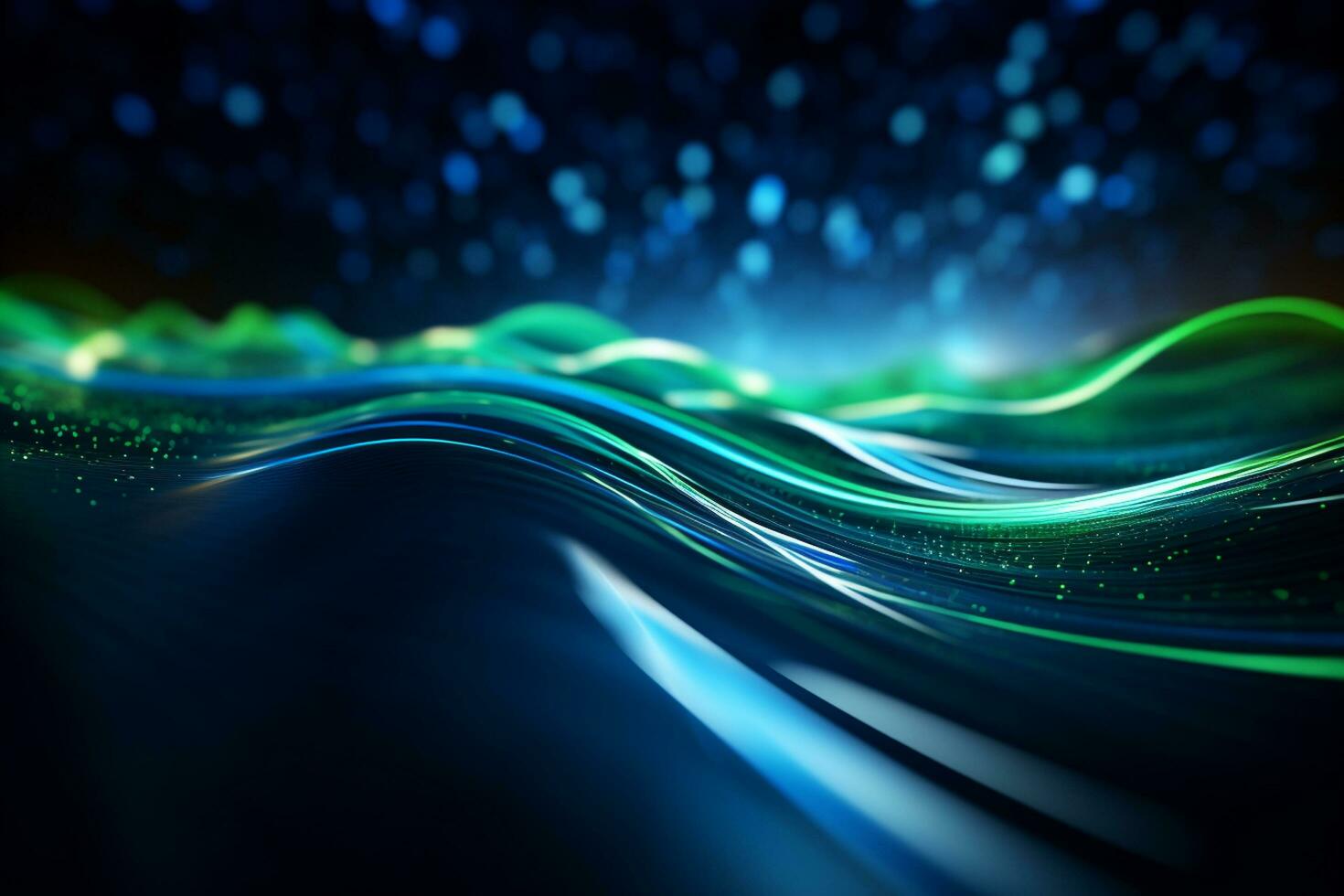 Futuristic technology wave background design with lights and copyspace Ai Generated photo