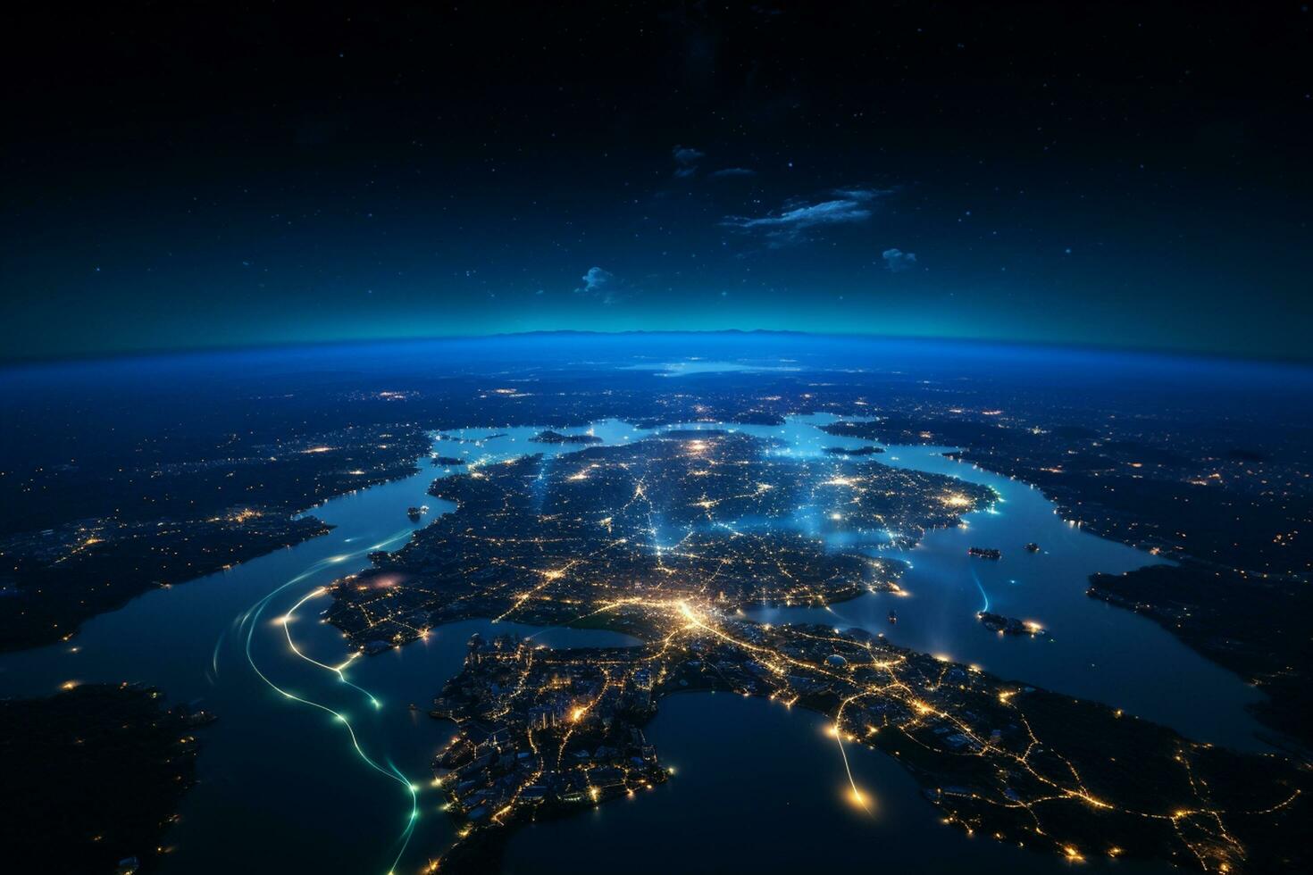 Night view of planet Earth from space. Elements of this image furnished by NASA Ai Generated photo