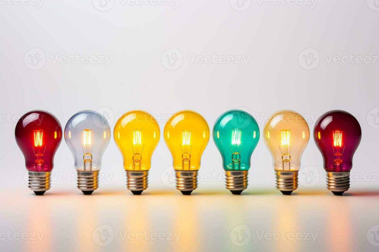 Glowing colorful light bulb on a white background. 3D illustration. Ai Generated photo