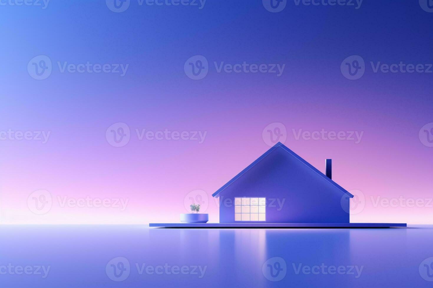 House on the floor, paper art real estate concept. on a purple background Ai Generated photo