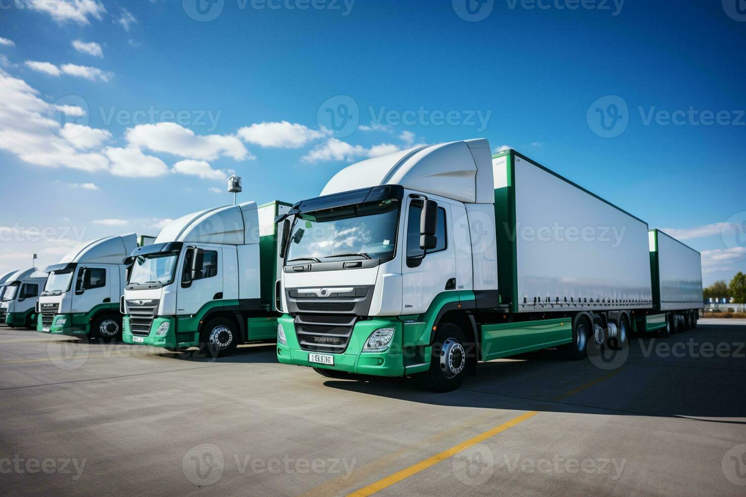 Trucks in warehouse, warehouse, warehouse interior, warehouse background Ai Generated photo