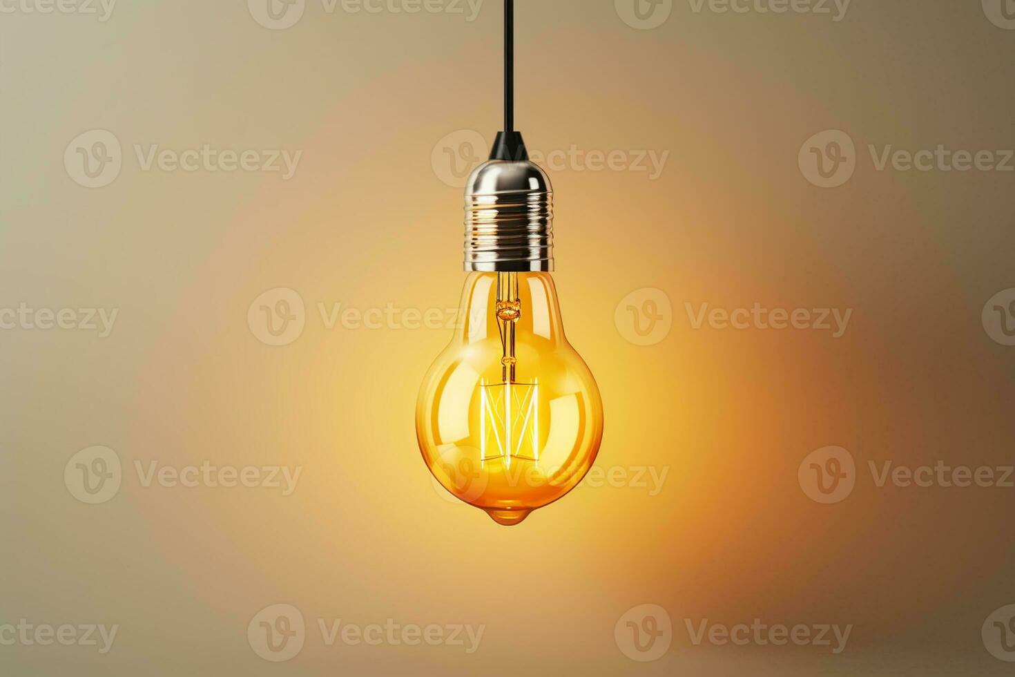 Vintage light bulb on dark background. Idea concept. 3D Rendering Ai Generated photo